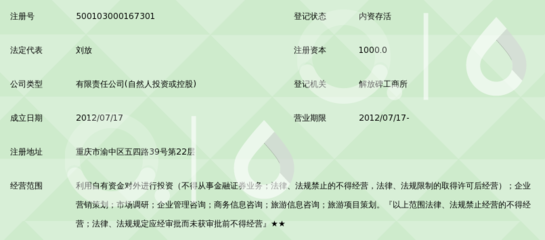 重庆市中国旅行社集团投资